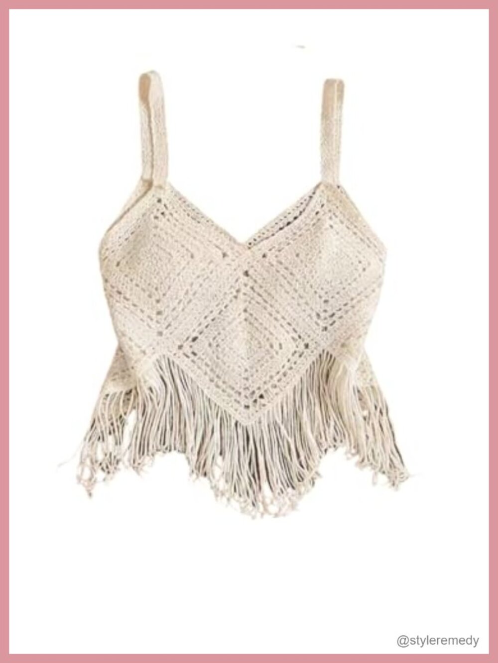 Crochet Fringe Crop Top Sleeveless Boho Vacation Beach Coverup